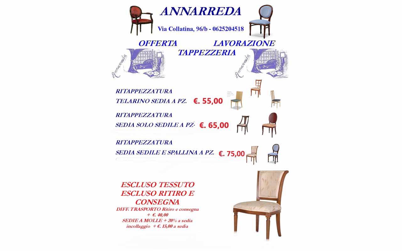 Offerta ritappezzatura sedie a Roma